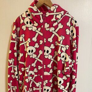 Very Rare Kid Robot Limited Edition hoodie Pink with skulls & bones Size XXL